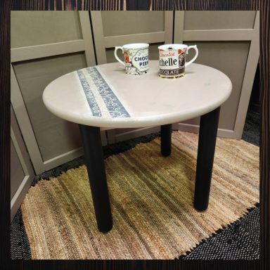 table basse en pin relookée